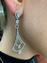 Load image into Gallery viewer, VVS/vs high clarity diamonds set in a 18k White Gold Dangling Diamond Earrings