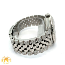 Load image into Gallery viewer, 7ct Diamond Iced out 36mm Rolex Watch with Stainless Steel Jubilee Bracelet (black dial with diamonds)