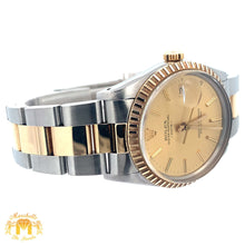 Load image into Gallery viewer, 34mm Rolex Watch with Two-Tone Oyster Bracelet (fluted bezel, champagne dial)