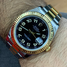 Load image into Gallery viewer, 41mm Rolex Watch with Two-Tone Oyster Bracelet (fluted bezel, black dial)