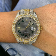 Load image into Gallery viewer, Iced out 41mm Rolex Diamond Watch with Two-Tone Oyster Bracelet