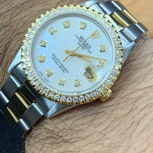 Load image into Gallery viewer, 34mm Rolex Watch with Two-Tone Oyster Bracelet (Mother of pearl (MOP) dial with diamonds)