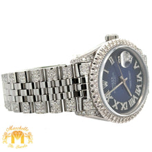 Load image into Gallery viewer, 4 piece deal: 36mm Rolex Diamond Watch with Stainless Steel Jubilee Band + White Gold & Diamond Twin Square Bangle + Gold & Diamond Flower Earrings + Gift (choose your color)