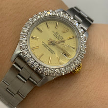 Load image into Gallery viewer, 26mm Ladies`Rolex Datejust Watch with Stainless Steel Oyster Bracelet (diamond bezel, champagne dial)