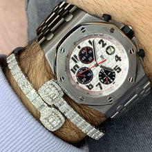 Load image into Gallery viewer, 5 piece deal: Full Factory 42mm AUDEMARS PIGUET (AP) "Panda" Watch + White Gold and Diamond Twin Square Bracelet + 14k White Gold and Diamond Ring + White Gold and Diamond Flower Earrings Set + Gift