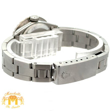 Load image into Gallery viewer, 26mm Ladies` Rolex Watch with Stainless Steel Oyster Bracelet (Blue mother of pearl diamond dial, diamond bezel)