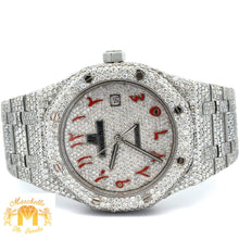 Load image into Gallery viewer, 4 piece deal: 41mm Iced out Audemars Piguet AP Watch + White Gold and Diamond Twin Square Bracelet + White Gold and Diamond Flower Earrings + Gift from Marchello the Jeweler