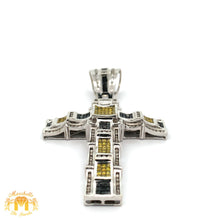Load image into Gallery viewer, 7ct Diamonds 14k White Gold Cross Pendant with Princess Cut and Round Diamonds