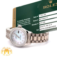 Load image into Gallery viewer, 26mm Rolex Datejust Platinum Diamond Watch (Mother of pearl (MOP) diamond dial, diamond bezel) (Rolex papers)