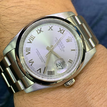 Load image into Gallery viewer, 36mm Rolex Watch with Stainless Steel Oyster Bracelet (silver dial, engraved model)