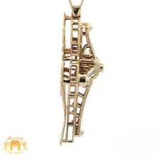 Load image into Gallery viewer, Yellow Gold and Diamond Cross Pendant with Baguette and Round Diamonds