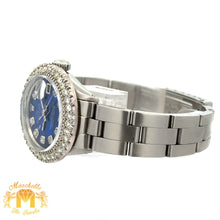 Load image into Gallery viewer, 26mm Ladies` Rolex Watch with Stainless Steel Oyster Bracelet (Blue mother of pearl diamond dial, diamond bezel)