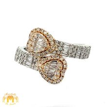 Load image into Gallery viewer, 4 piece deal: Two-Tone Gold Twin Heart Cuff Diamond Bracelet + Two-Tone Gold Twin Heart Diamond Ring Set+ Diamond & Gold Heart Earrings + Gift from Marchello the Jeweler
