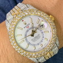 Load image into Gallery viewer, Iced out 42mm Rolex Sky-Dweller Watch with Two-Tone Jubilee Bracelet