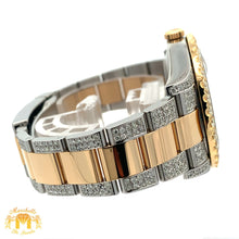 Load image into Gallery viewer, 41mm Rolex Watch with Two-Tone Oyster Diamond Bracelet (custom diamond bezel, Burgundy dial with Roman diamonds)