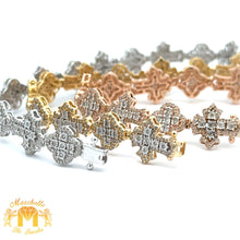 Load image into Gallery viewer, Gold and Diamond Cross & Flower shaped Bracelet (choose your color)