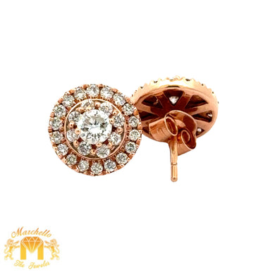 14k rose gold and diamond Earrings with Round Diamonds