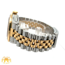 Load image into Gallery viewer, 36mm Rolex Datejust Watch with Two-Tone Jubilee Bracelet (red dial with diamond Roman numerals)
