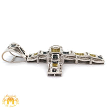 Load image into Gallery viewer, 7ct Diamonds 14k White Gold Cross Pendant with Princess Cut and Round Diamonds