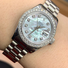Load image into Gallery viewer, 26mm Rolex Datejust Platinum Diamond Watch (Mother of pearl (MOP) diamond dial, diamond bezel) (Rolex papers)