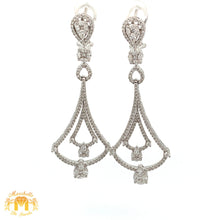 Load image into Gallery viewer, VVS/vs high clarity diamonds set in a 18k White Gold Dangling Diamond Earrings