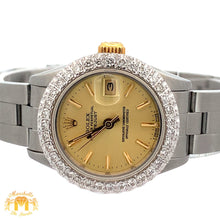 Load image into Gallery viewer, 26mm Ladies`Rolex Datejust Watch with Stainless Steel Oyster Bracelet (diamond bezel, champagne dial)