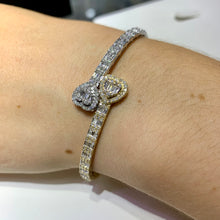 Load image into Gallery viewer, 4 piece deal: Two-Tone Gold Twin Heart Cuff Diamond Bracelet + Two-Tone Gold Twin Heart Diamond Ring Set+ Diamond & Gold Heart Earrings + Gift from Marchello the Jeweler