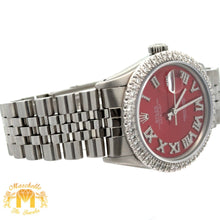 Load image into Gallery viewer, 4 piece deal: 36mm Rolex Diamond Watch with Stainless Steel Jubilee Bracelet  + White Gold & Diamond Square Shape Bangle + Diamond and Gold Earrings Set + Gift