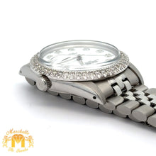 Load image into Gallery viewer, 34mm Rolex Diamond Watch with Stainless Steel Jubilee Bracelet (custom diamond bezel, custom diamond white dial)