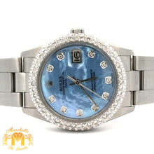 Load image into Gallery viewer, 34mm Rolex Diamond Watch with Stainless Steel Oyster Bracelet (Mother of pearl diamond dial)