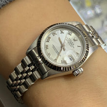 Load image into Gallery viewer, 26mm Ladies` Rolex Watch with Stainless Steel Jubilee Bracelet (silver dial, fluted bezel)