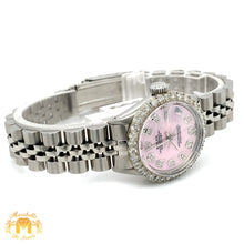 Load image into Gallery viewer, 4 piece deal: Ladies`26mm Rolex Diamond Watch + Heart shaped bangle with Baguettes and Round Diamonds + Diamond earrings Set+ Gift from Marchello the Jeweler