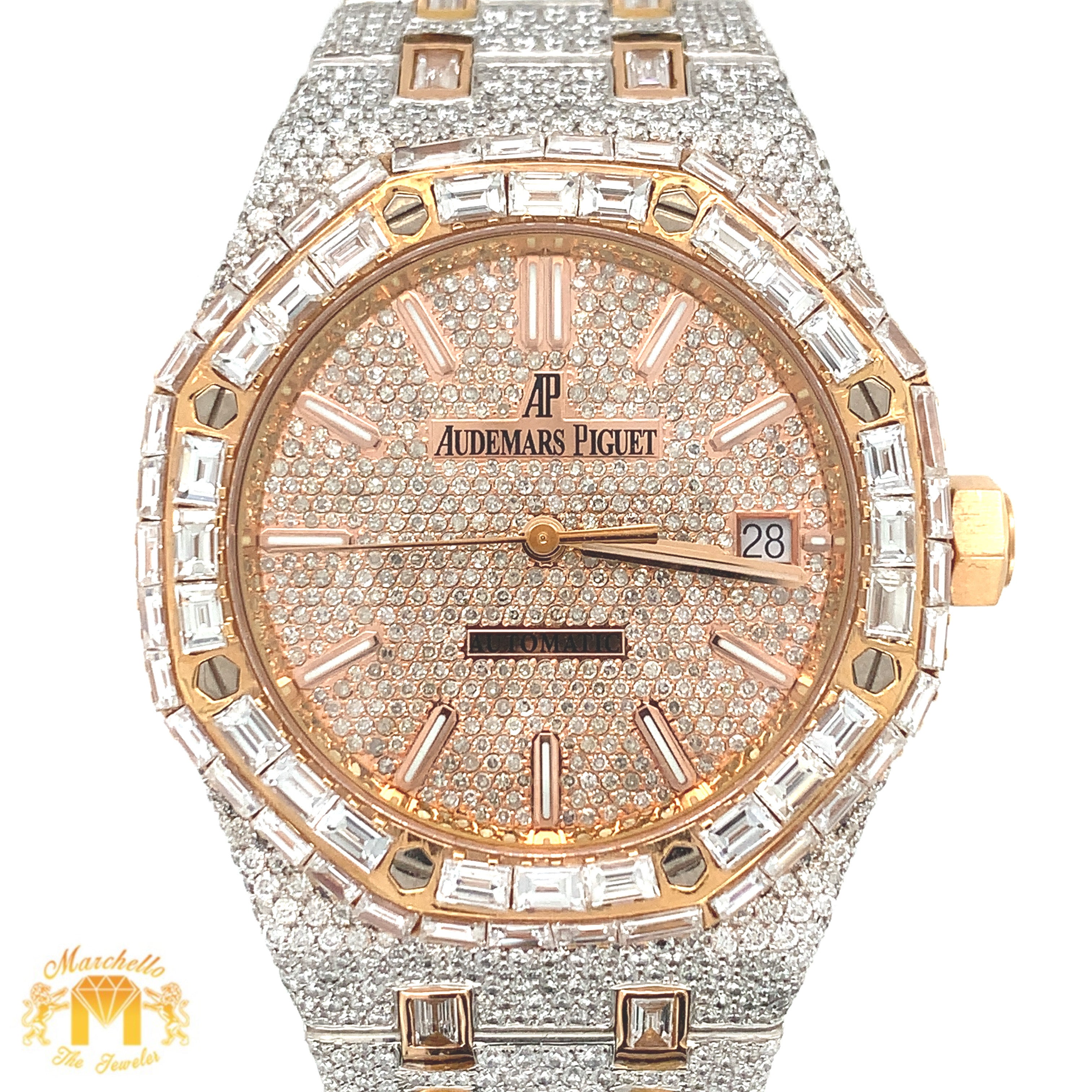 Iced out 37mm Audemars Piguet Two-tone Rose Gold AP Diamond 