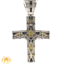 Load image into Gallery viewer, 7ct Diamonds 14k White Gold Cross Pendant with Princess Cut and Round Diamonds