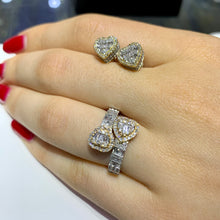 Load image into Gallery viewer, 4 piece deal: Two-Tone Gold Twin Heart Cuff Diamond Bracelet + Two-Tone Gold Twin Heart Diamond Ring Set+ Diamond & Gold Heart Earrings + Gift from Marchello the Jeweler