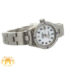Load image into Gallery viewer, 26mm Rolex Diamond Watch with Stainless Steel Oyster Bracelet (custom diamond dial, custom diamond bezel)