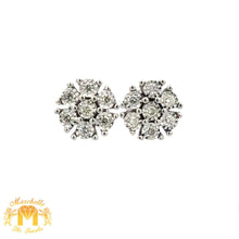 Load image into Gallery viewer, 4 piece deal: 36mm Rolex Diamond Watch with Stainless Steel Jubilee Band + White Gold & Diamond Twin Square Bangle + Gold & Diamond Flower Earrings + Gift (choose your color)