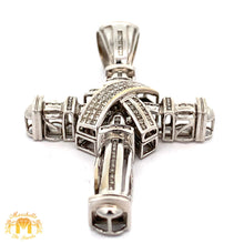 Load image into Gallery viewer, 14k White Gold and Diamond Cross Pendant with Round Diamonds