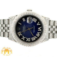 Load image into Gallery viewer, 4 piece deal: 36mm Rolex Diamond Watch with Stainless Steel Jubilee Band + White Gold & Diamond Twin Square Bangle + Gold & Diamond Flower Earrings + Gift (choose your color)