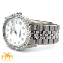 Load image into Gallery viewer, 34mm Rolex Diamond Watch with Stainless Steel Jubilee Bracelet (custom diamond bezel, custom diamond white dial)