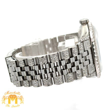 Load image into Gallery viewer, 4 piece deal: 36mm Rolex Diamond Watch with Stainless Steel Jubilee Band + White Gold & Diamond Twin Square Bangle + Gold & Diamond Flower Earrings + Gift (choose your color)