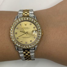 Load image into Gallery viewer, 31mm Rolex Diamond Watch with Two-Tone Jubilee Bracelet (factory diamond dial, custom diamond bezel)