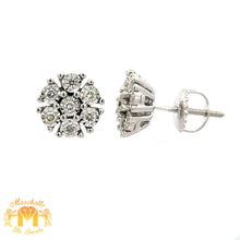 Load image into Gallery viewer, 4 piece deal: 36mm Rolex Diamond Watch with Stainless Steel Jubilee Band + White Gold & Diamond Twin Square Bangle + Gold & Diamond Flower Earrings + Gift (choose your color)