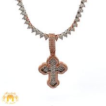 Load image into Gallery viewer, 4 piece deal: Gold and Diamond Cross Pendant + Martini Gold&Diamond Tennis Chain + Complimentary gold&diamond Earrings Set+ Gift from Marchello the Jeweler