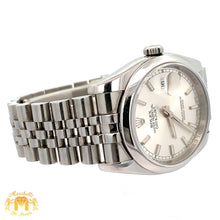 Load image into Gallery viewer, 36mm Rolex Watch with Stainless Steel Jubilee Bracelet (silver dial, engraved model)