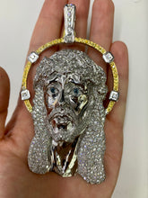 Load image into Gallery viewer, 13.80ct Diamonds 14k White Gold Large Jesus Head Pendant with Round Diamonds