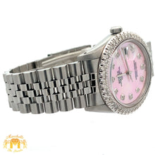 Load image into Gallery viewer, 34mm Rolex Watch with Stainless Steel Jubilee Bracelet (custom diamond bezel and mother of pearl (MOP) diamond dial)