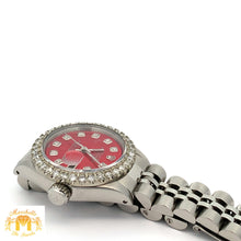 Load image into Gallery viewer, 26mm Ladies` Rolex Datejust Watch with Stainless Steel Jubilee Bracelet (red mother of pearl (MOP)dial with diamonds)
