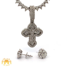 Load image into Gallery viewer, 4 piece deal: Gold and Diamond Cross Pendant + Martini Gold&Diamond Tennis Chain + Complimentary gold&diamond Earrings Set+ Gift from Marchello the Jeweler