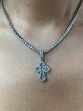 Load image into Gallery viewer, 4 piece deal: Gold and Diamond Cross Pendant + Martini Gold&Diamond Tennis Chain + Complimentary gold&diamond Earrings Set+ Gift from Marchello the Jeweler